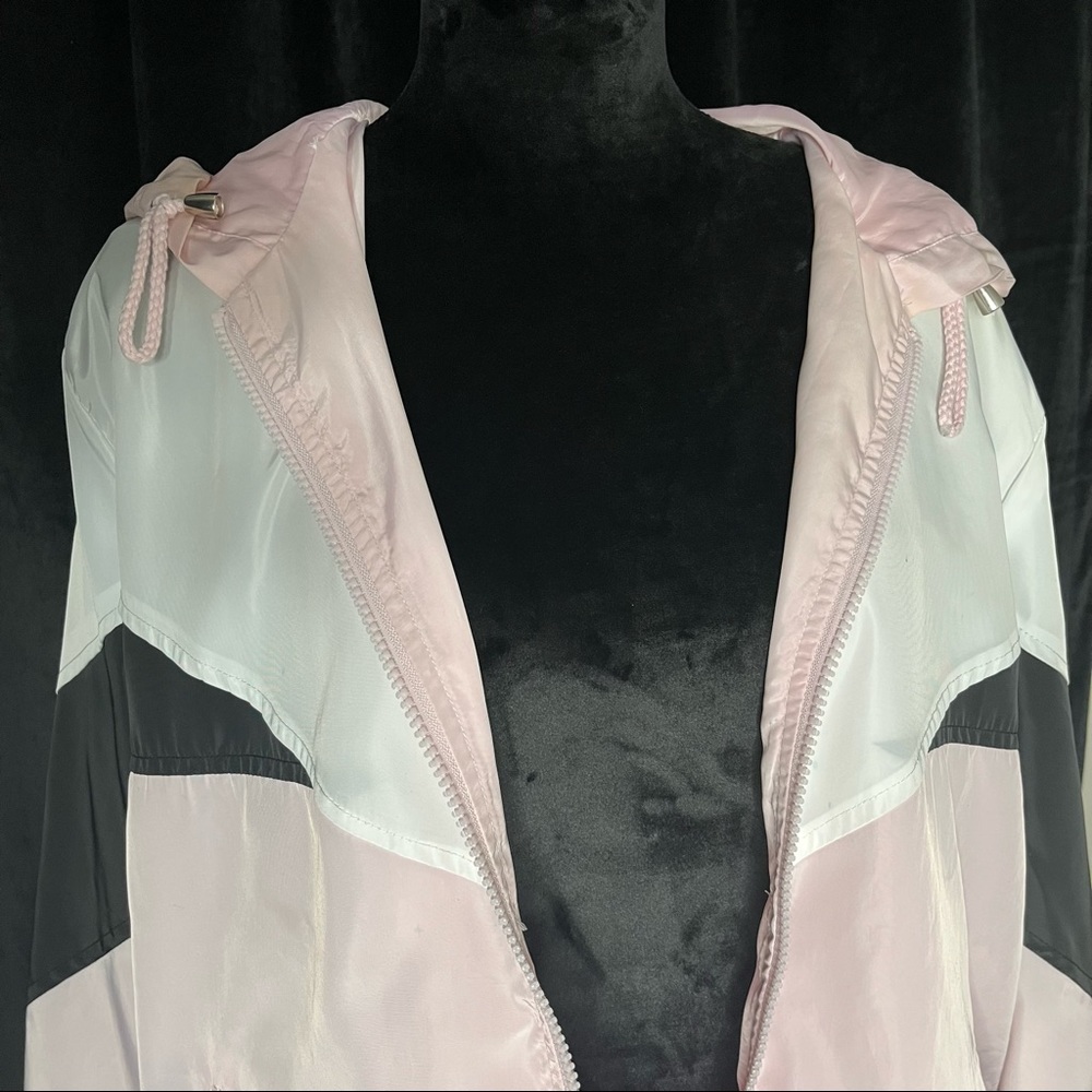 Pink Chevron Colour Block Windbreaker Jacket